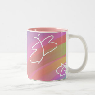 Sketched Butterfys Two-Tone Coffee Mug