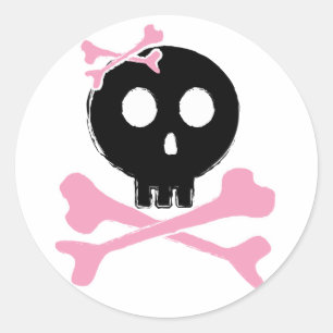 Sketched Candy Skull in Black Classic Round Sticker