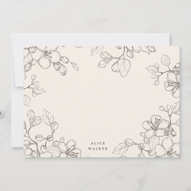 sketched cherry flower thank you card (Front)