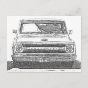Sketched Chevy Truck Postcard