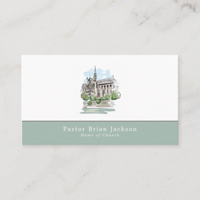 Sketched Church, Christianity, Religious Business Card (Front)