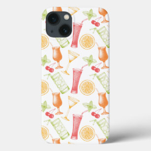 Sketched Cocktail Pattern iPhone 13 Case