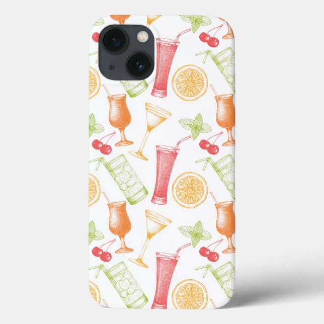 Sketched Cocktail Pattern Case-Mate iPhone Case (Back)