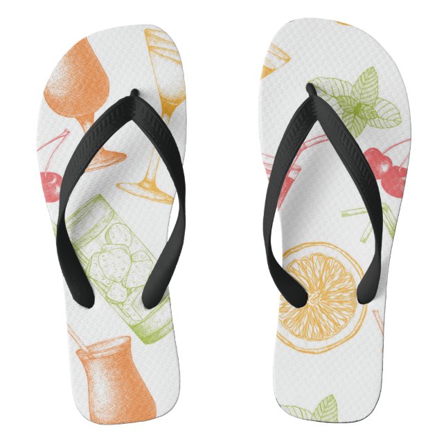Sketched Cocktail Pattern Flip Flops (Footbed)