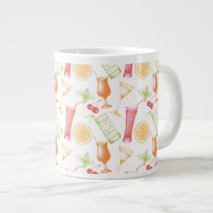 Sketched Cocktail Pattern Large Coffee Mug