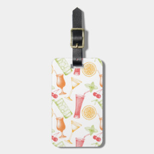 Sketched Cocktail Pattern Luggage Tag