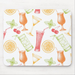 Sketched Cocktail Pattern Mouse Mat