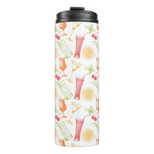 Sketched Cocktail Pattern Thermal Tumbler