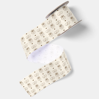 Sketched Coffee Martini Hearts Pattern Birthday Satin Ribbon