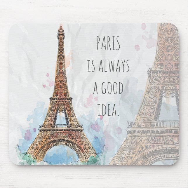Sketched coloured eiffel tower paris good idea mouse mat (Front)
