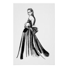Sketched Couture fashion Model