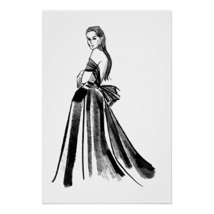 Sketched Couture fashion Model Poster