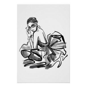 Sketched Couture Fashion Model Poster