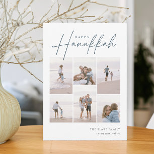 Sketched Cursive 6 Photo Collage Hanukkah Holiday Card
