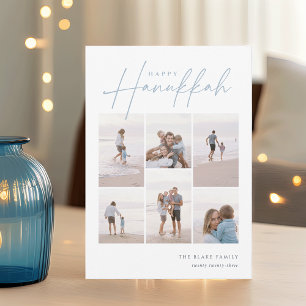 Sketched Cursive 6 Photo Collage Hanukkah Holiday Card
