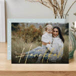 Sketched Cursive Full Photo Hanukkah Foil Holiday Card<br><div class="desc">Share holiday greetings with these chic Hanukkah photo cards featuring your favourite full bleed horizontal or landscape orientated photo. "Happy Hanukkah" appears as a shining real foil text overlay in classic serif and casual hand sketched cursive lettering. Personalise with your family name.</div>