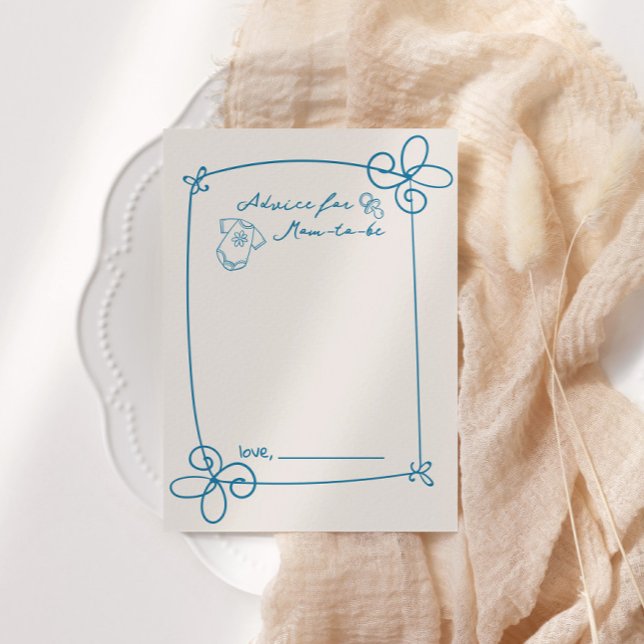 Sketched Cute Wavy Bow Frame Baby Show Advice Card (Creator Uploaded)