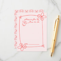 Sketched Cute Wavy Bow Frame Baby Shower Advice