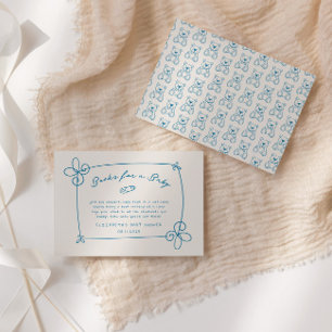 Sketched Cute Wavy Bow Frame Baby Shower Enclosure Card