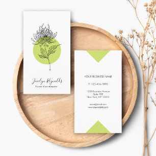 Sketched Dahlia Botanical Simple Elegant Business Card