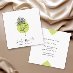Sketched Dahlia Botanical Simple Elegant Square Business Card