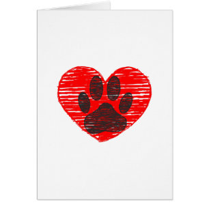 Sketched Dog Paw In Red Heart
