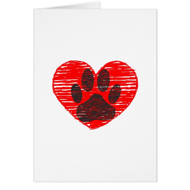 Sketched Dog Paw In Red Heart (Front)