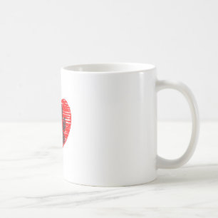Sketched Dog Paw In Red Heart Coffee Mug