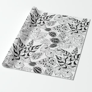 Sketched fairy fantasy leaves flowers plants mysti wrapping paper
