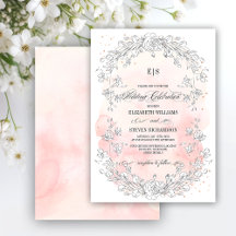 Sketched Floral Blush Pink Watercolor Wedding