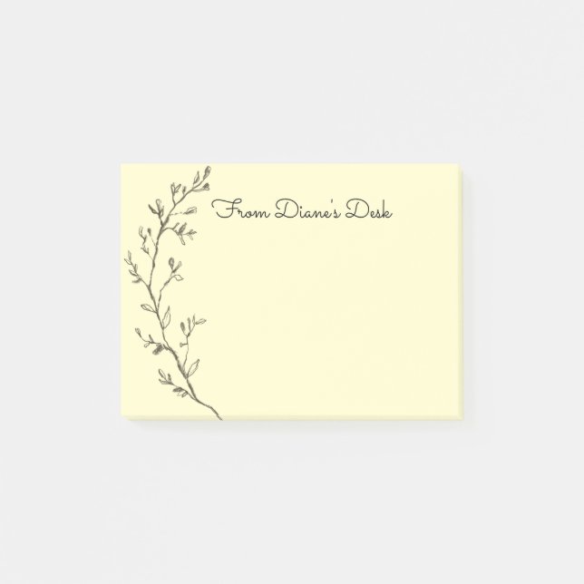 Sketched Floral Design Post-it Notes (Front)