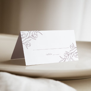 Sketched Floral Dusty Purple Wedding Place Card
