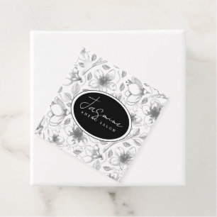 Sketched Floral Outline QR Code Grey/Wht ID939 Favour Tags