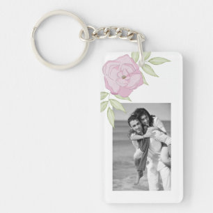 Sketched Floral photo keychain