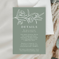 Sketched Floral Sage Green Wedding Details