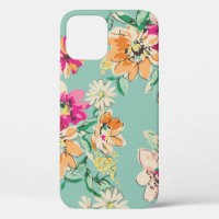 Sketched flower design in bright colors - seamless