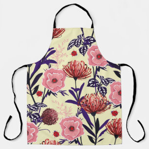 Sketched flower design in bright colours seamless apron