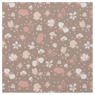 Sketched Flowers on Brown Fabric