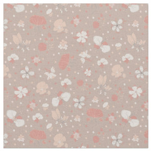 Sketched Flowers on Light Brown Fabric