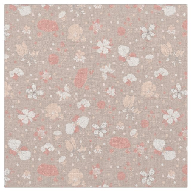 Sketched Flowers on Light Brown Fabric (Close Up)