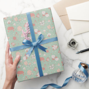 Sketched Flowers on Light Green Wrapping Paper