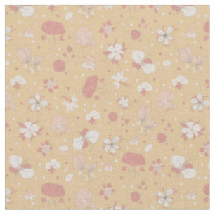 Sketched Flowers on Light Orange Fabric