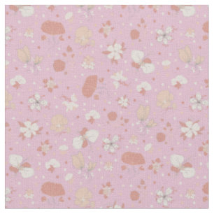 Sketched Flowers on Light Pink Fabric