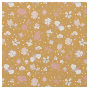 Sketched Flowers on Orange Fabric