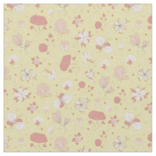 Sketched Flowers on Yellow Fabric