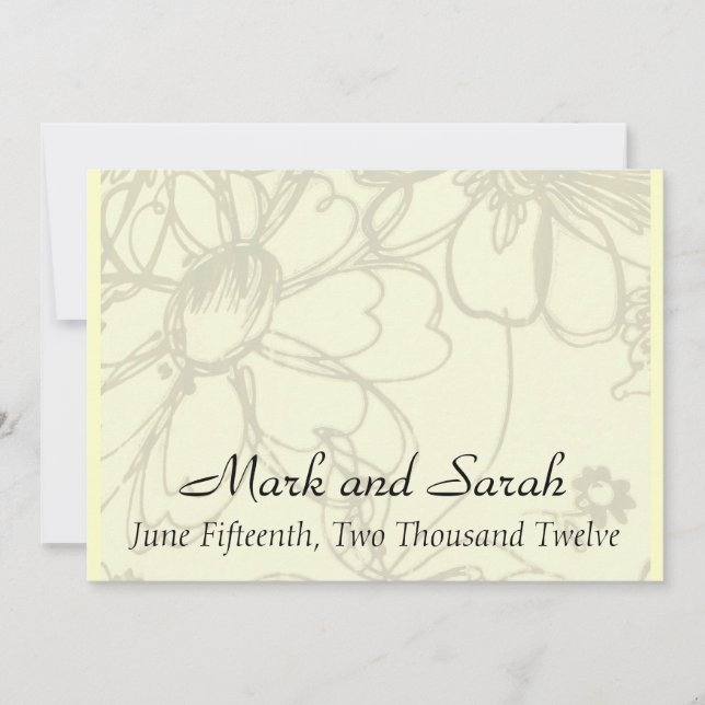 Sketched Flowers Wedding Invitation (Front)