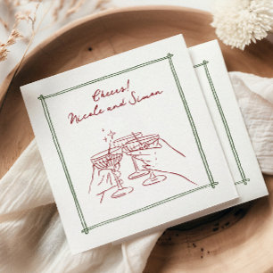 Sketched frame Whimsical Champagne glass wedding Napkin