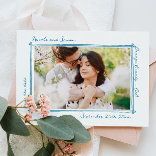 Sketched frame Whimsical Hand Drawn Photo Wedding Save The Date