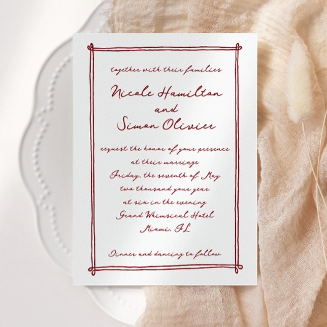 Sketched frame Whimsical Hand Drawn Wedding Invitation (Creator Uploaded)