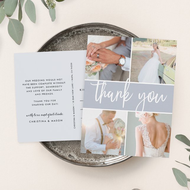 Sketched Grey | Wedding Photo Thank You Postcard (Creator Uploaded)
